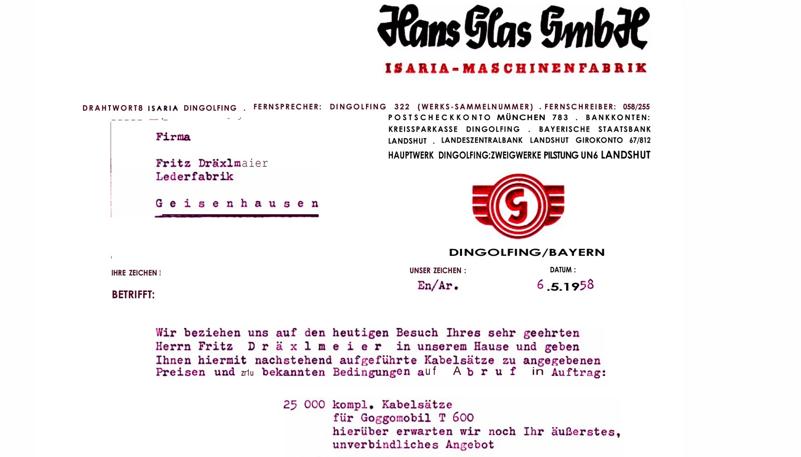 A document of the first order for service records can be seen.