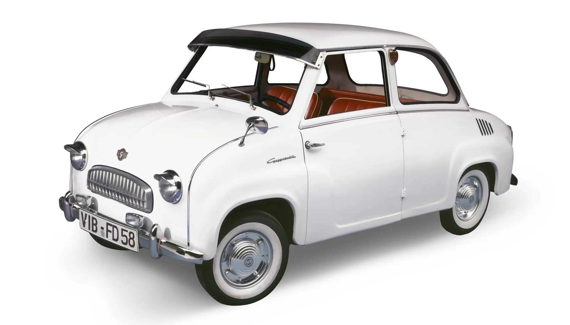 A white Goggomobil.
