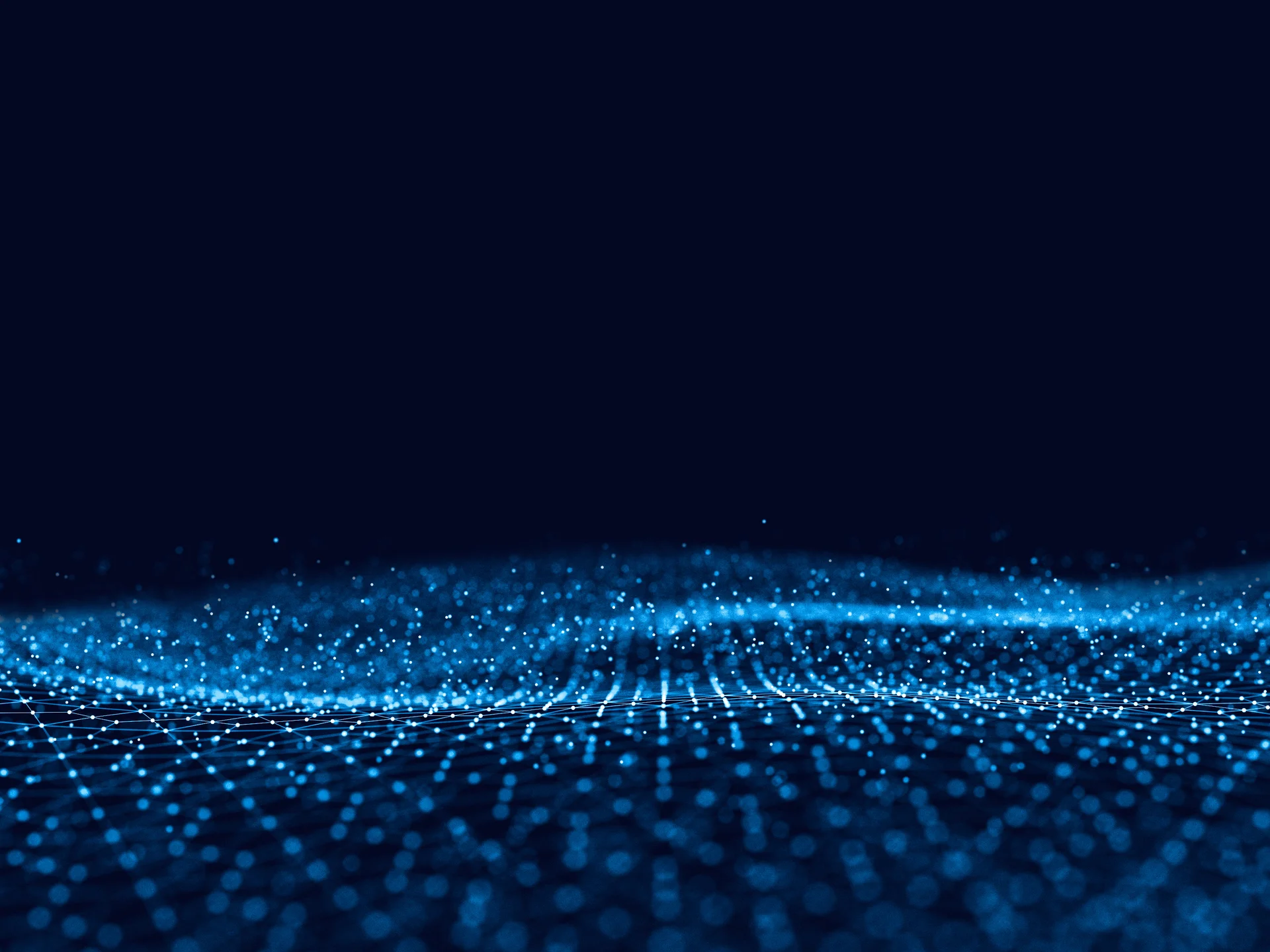 An abstract design with curved lines in shades of blue and green on a black background.